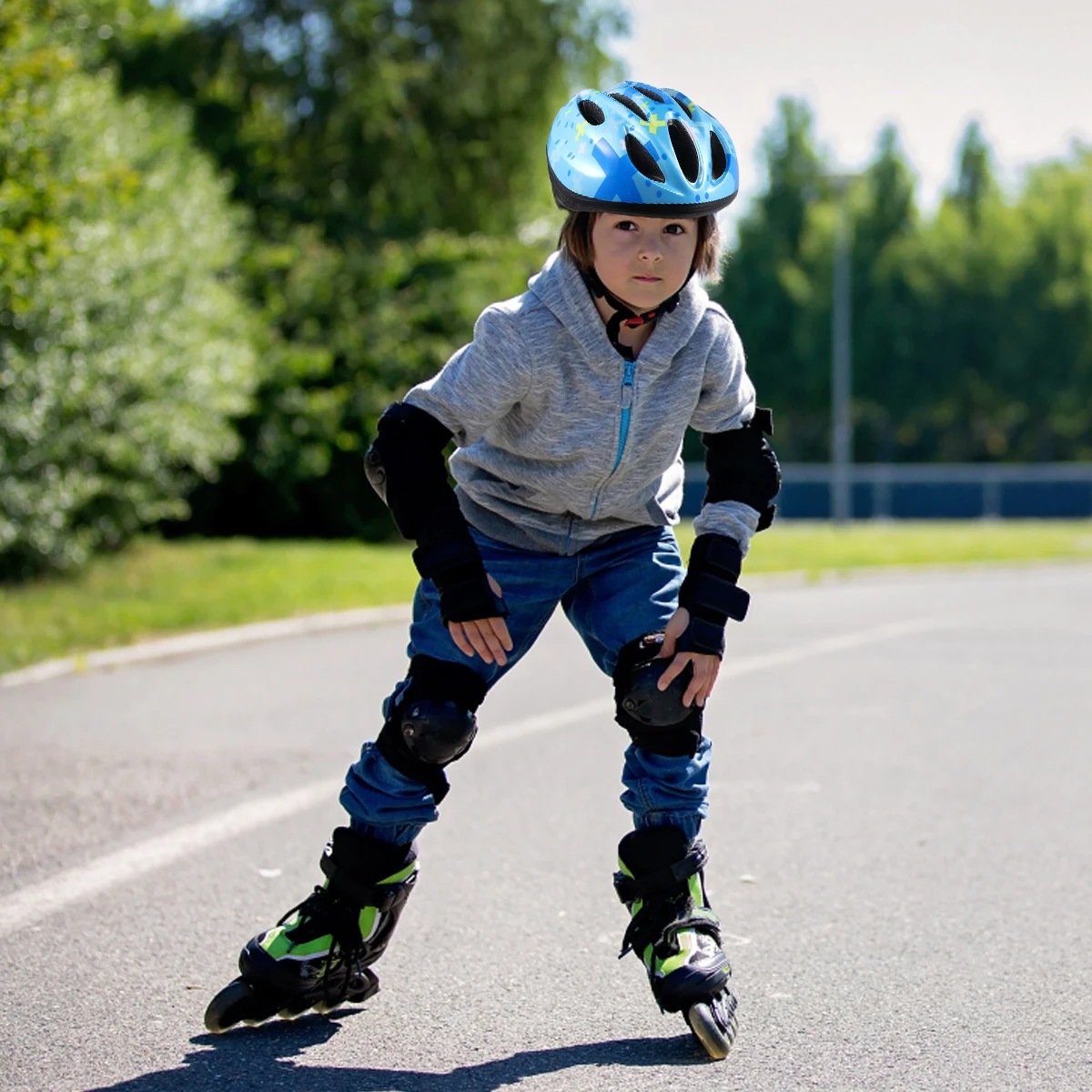 

1Pcs Child Blue Pattern Kids Safety Multi Sports Roller Skating Bike Scooter Protection Wheelbarrow