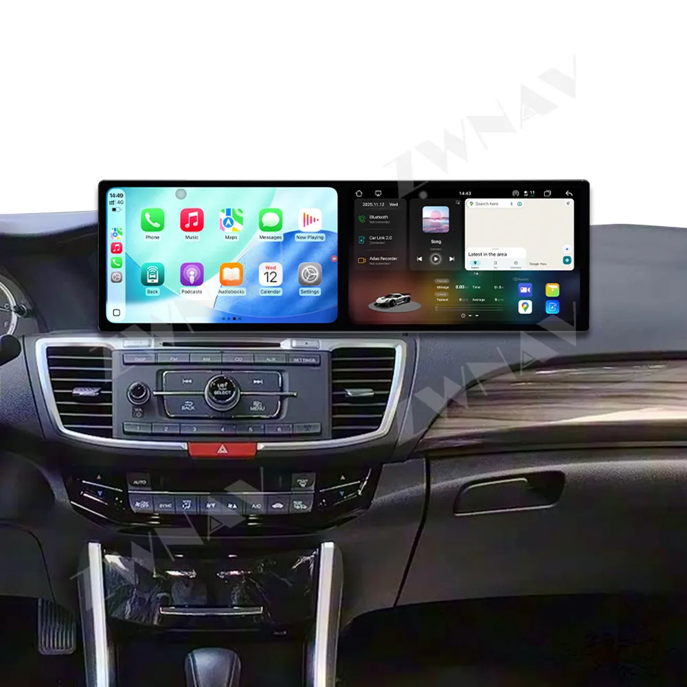 

Dual screen 10.1” For Honda Accord 2014-2017 Android auto GPS navigation carplay multimedia player radio wireless head unit
