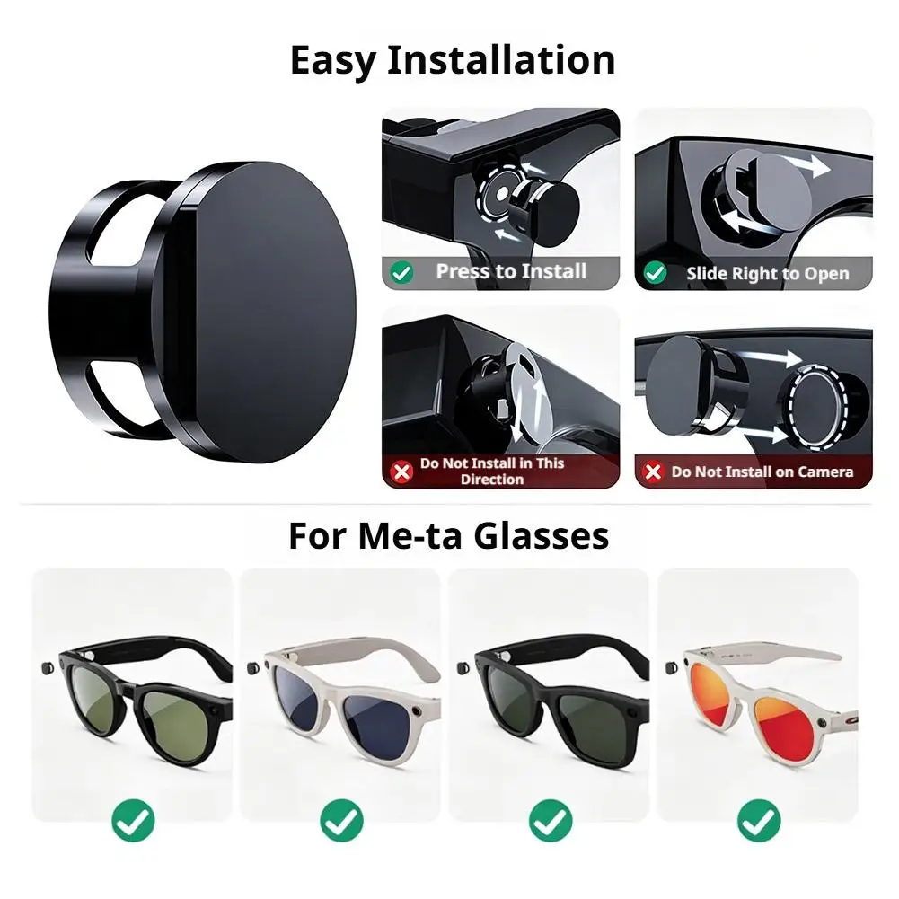For Meta Smart Glasses  Indicator Light Sunshade Lens Blocker Slide Cap Camera Privacy Cover Physical Light Dimming Blocker