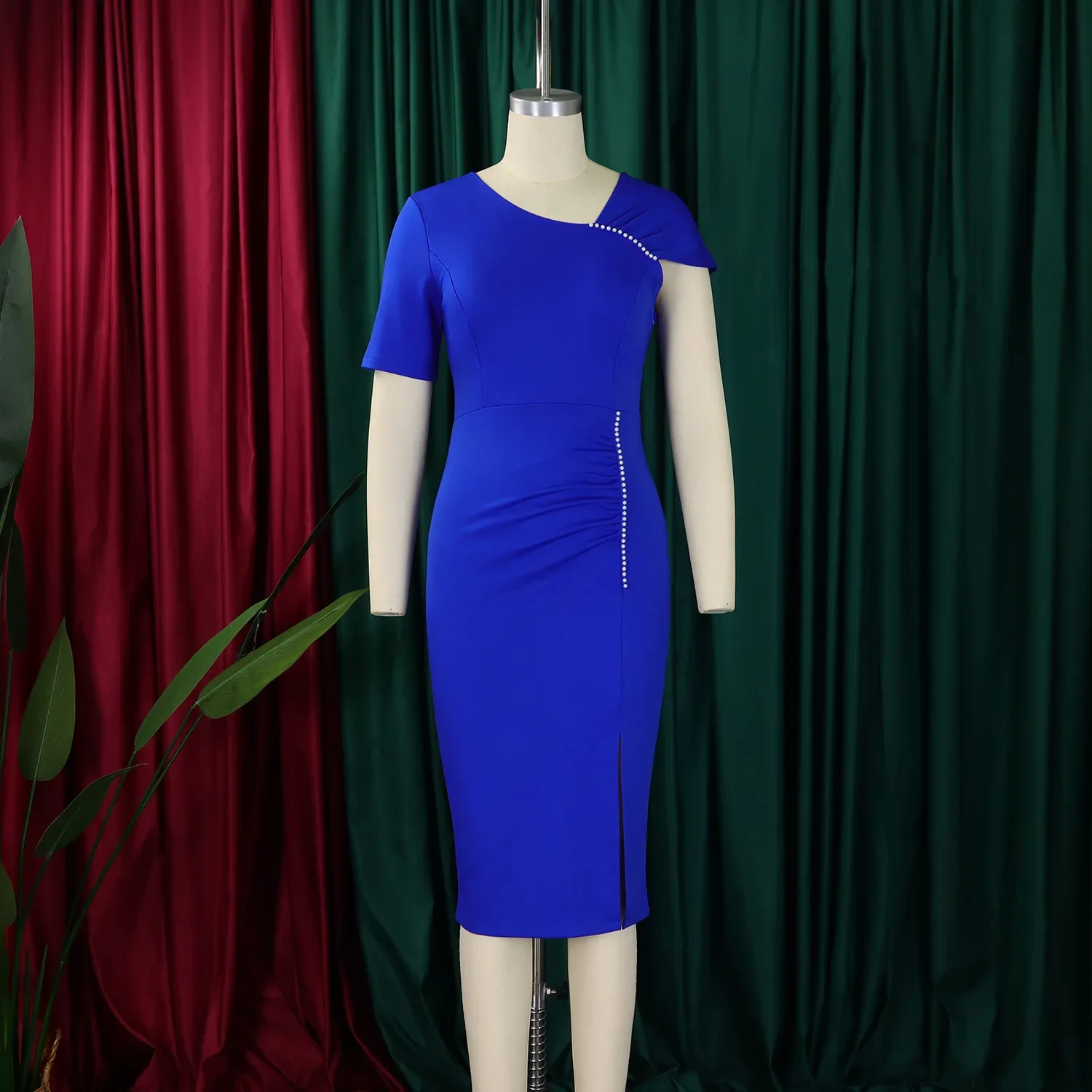 

Элегантное облегающее платье миди в африканском стиле с короткими рукавами и бисером по индивидуальному заказу для женщин, модное офисное клубное платье для вечеринки, дня рождения, 20