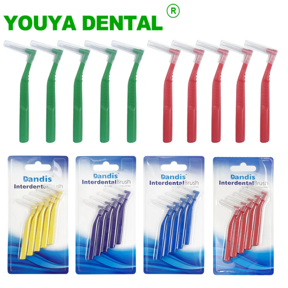 10pcs Interdental Brushes L Shape Push-Pull Between Teeth Brush Dental Orthodontic Toothpick Teeth Whitening Oral Hygiene Tools