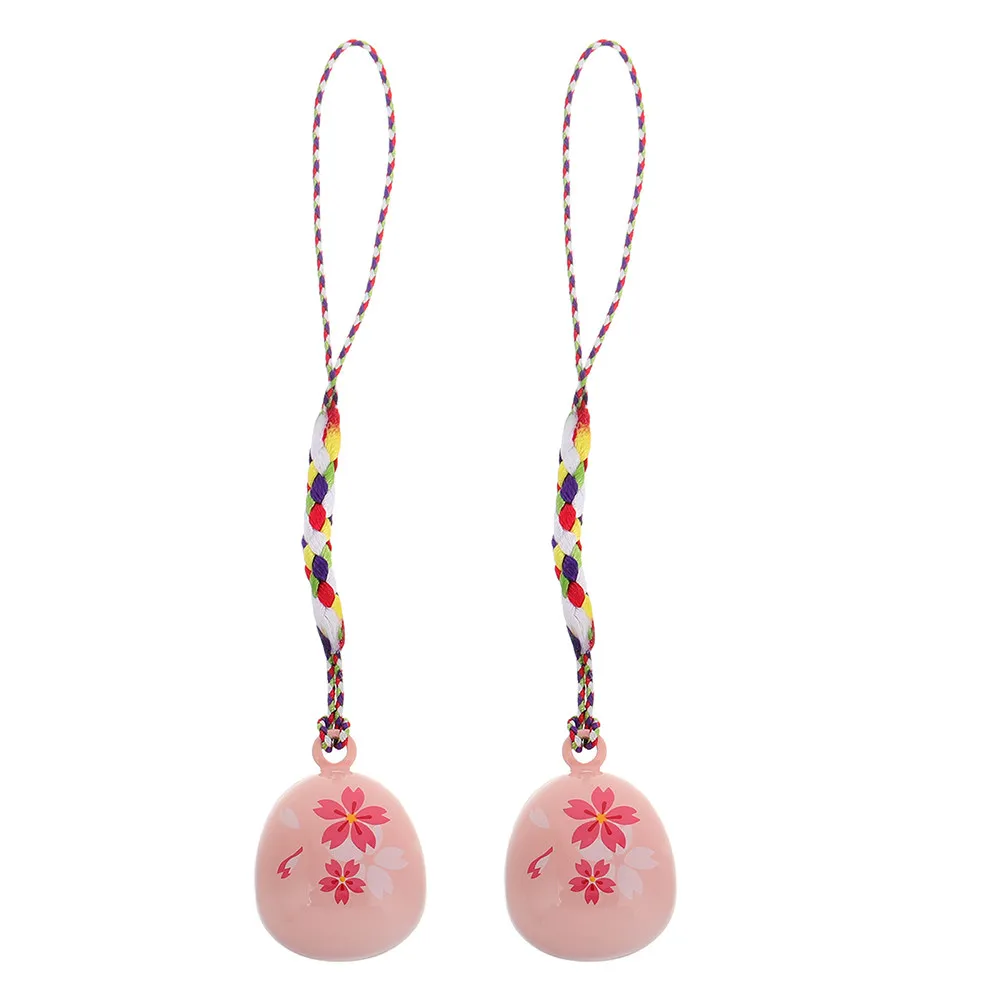 Cherry Blossoms Hanging Bell Fully Enclosed Enamel Brass Water Sound Omamori Charm Pendant Phone Lanyard Car Office Home