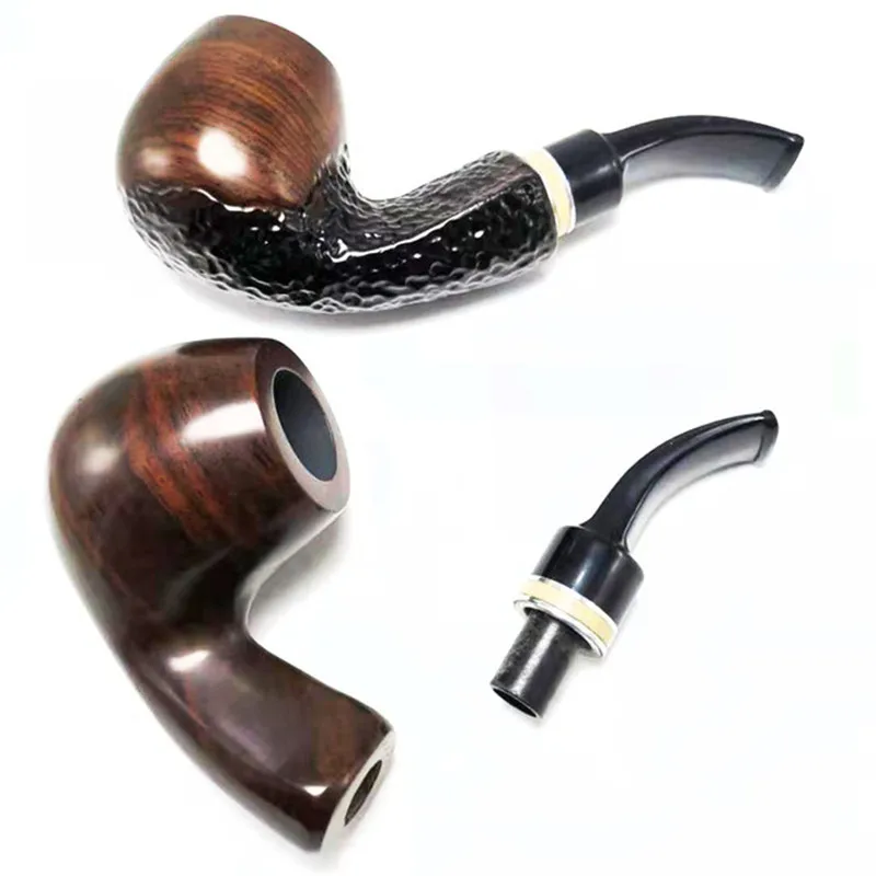 Vintage Bent Tobacco Pipe 9mm Diameter Ebony Resin Handmade Solid Wood Smoking Pipe Smoke Pipe Cigarette Accessories Smoke Set