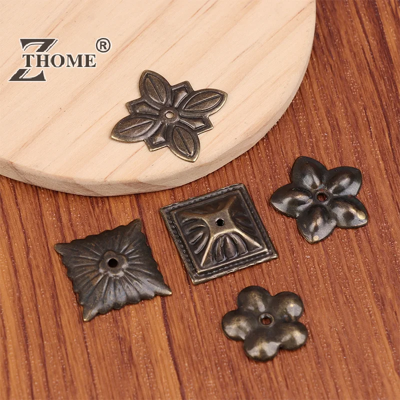 Caja de madera de 10 Uds., tapicería decorativa de latón antiguo para joyería, cofre, regalo, caja de vino, protectores, Hardware