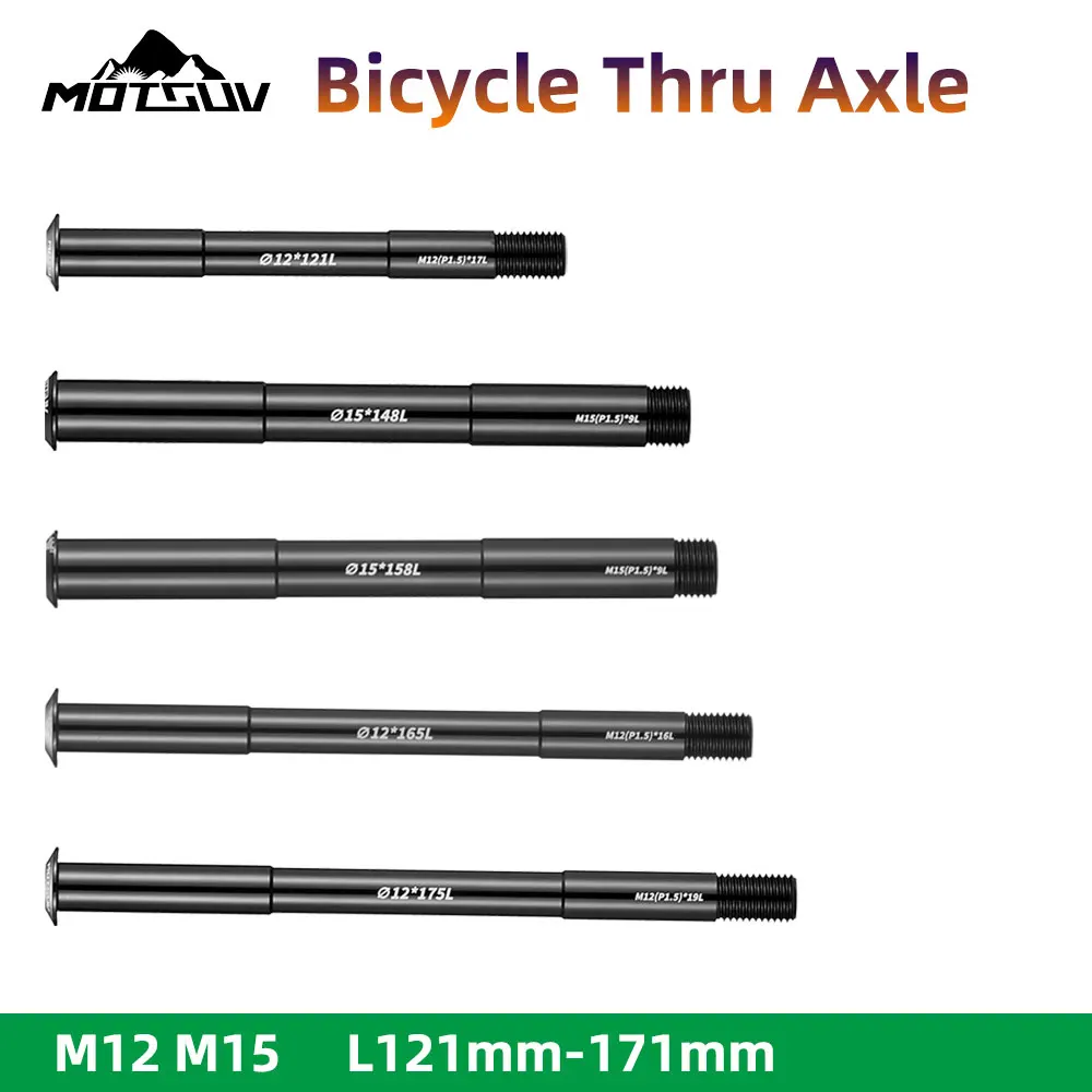 Bike Thru Axle Front Fork Shaft Skewers Rear Hub Thru Axle 12x126/162 M12xP1.5 M15 Bike Quick Release