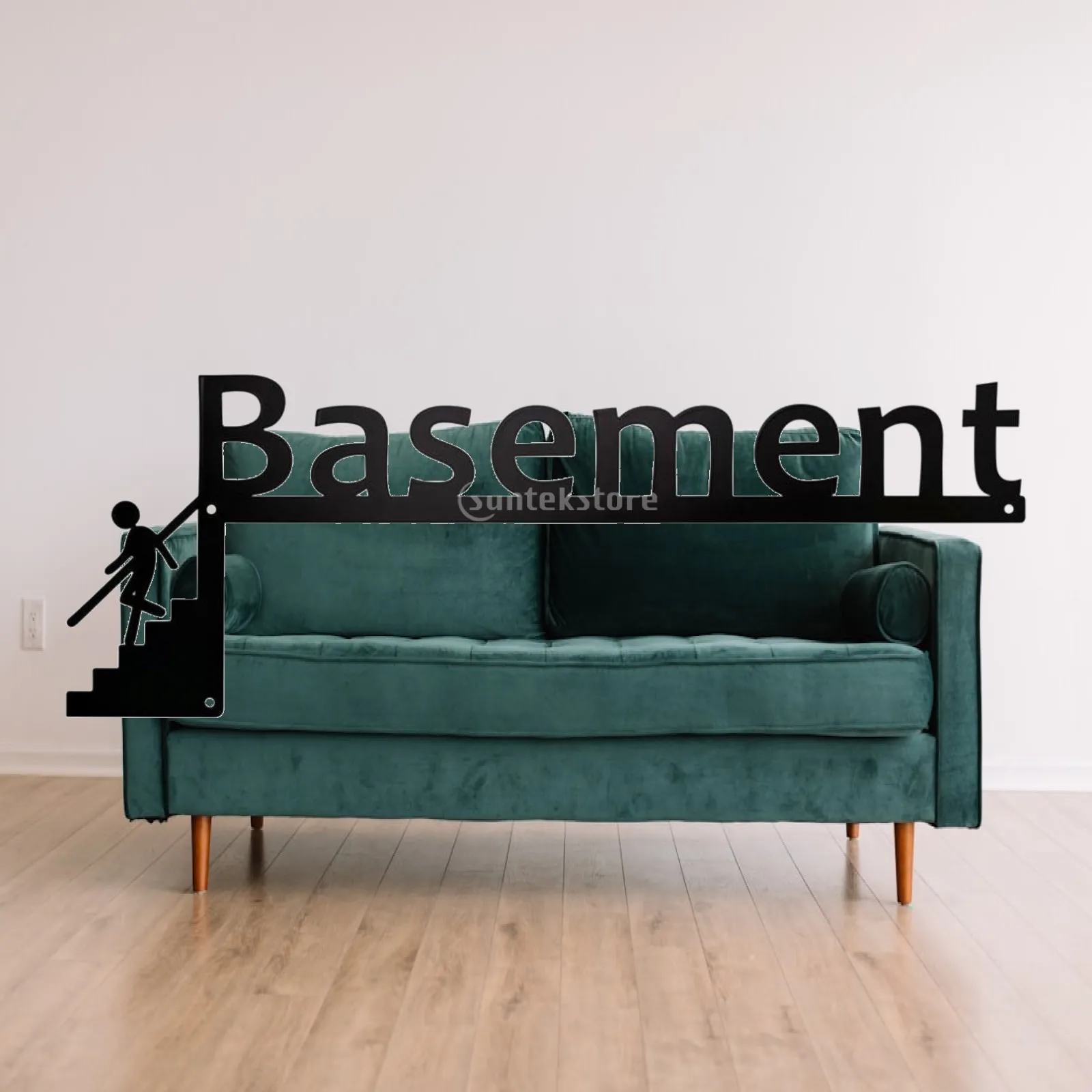 Basement Door Frame Metal Sign Wall Art with Stairway Design for Industrial Style Decor