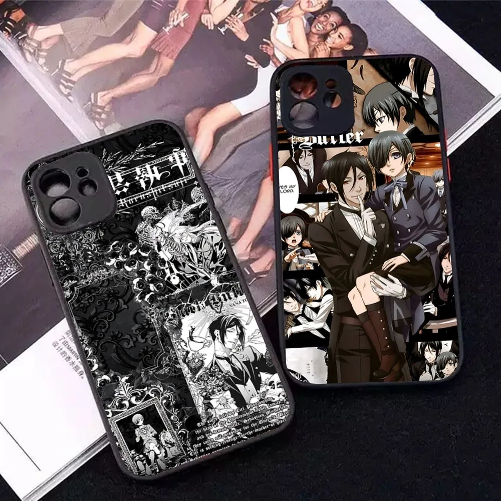 Klassische Anime B-Schwarz B-Butler Handyhülle für IPhone 14 11 12 13 Mini Pro Max 8 7 Plus X XR XS MAX durchscheinende matte Abdeckung