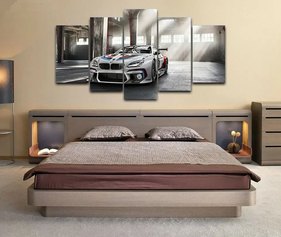 No Framed 5 pieces M6 GT3 Super Sports Car Modern Home Decor Picture Canvas Painting Posters Wall Art For Living Room Decoration