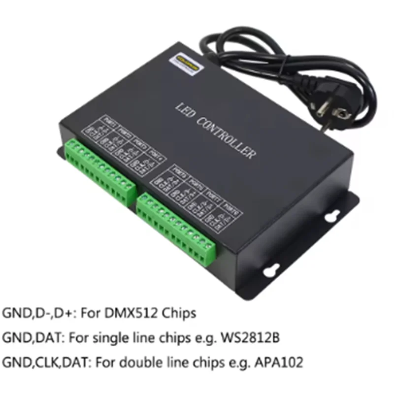 A33T-H801RC Artnet LED Pixel Controller,To SPI 5440 Pixels Controller 8192 Pixels 8 Ports Salve Work With Computer Network