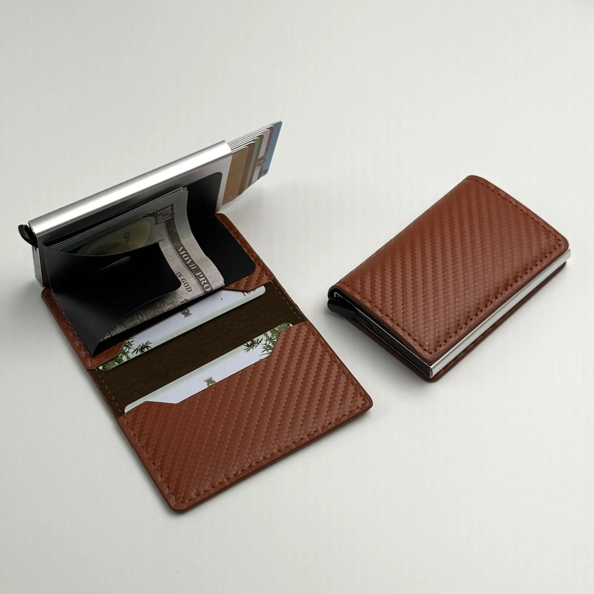 Carbon Fiber Pattern Card Bag Anti-Theft Brush Men's Wallet Rfid Wallet Ultra-Thin Multi Slot Card Box