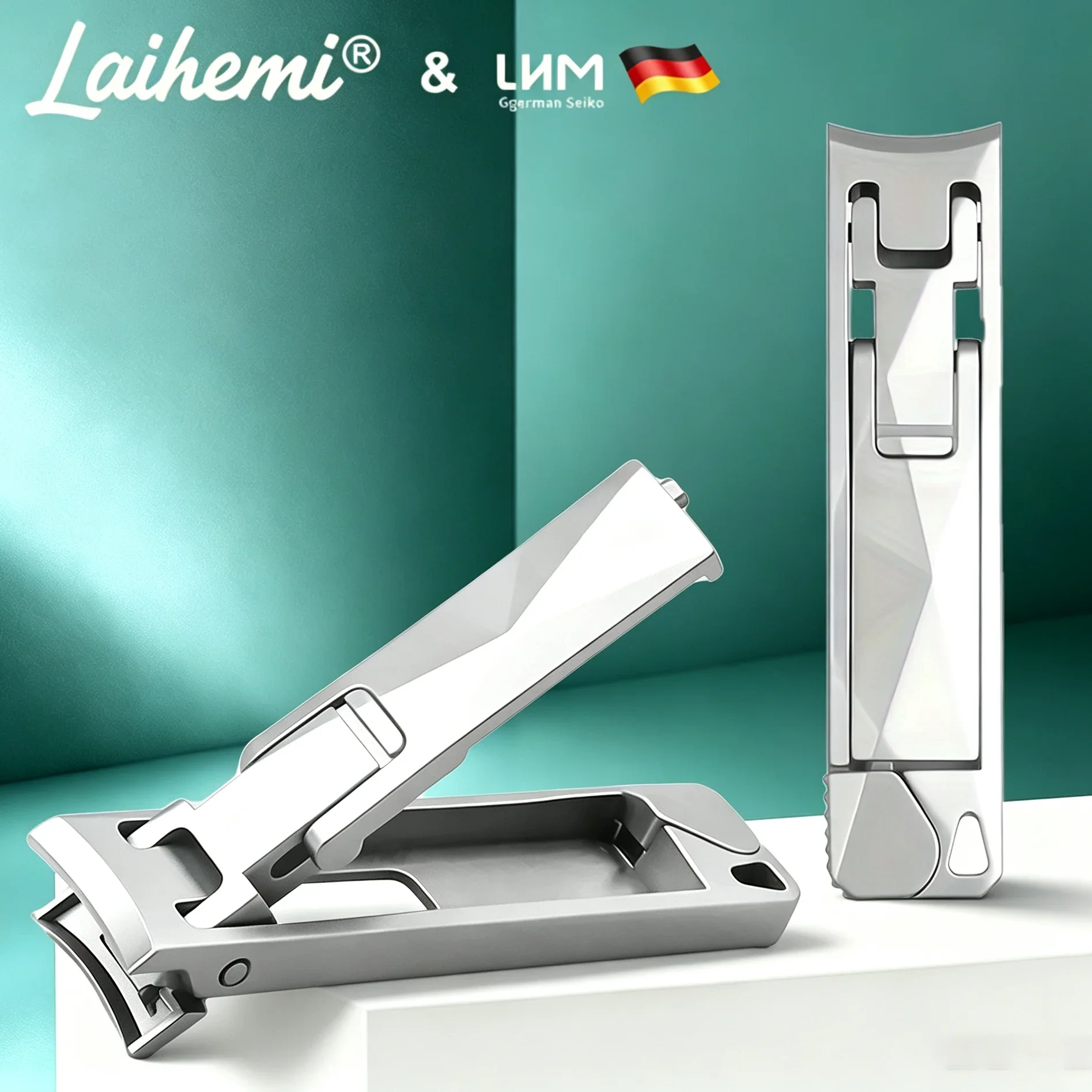 Foldable Nail Clippers,Stainless Steel Sharp Blade Anti‑Splash Storage Box Built‑in Nail File Portable Travel Manicure Tool