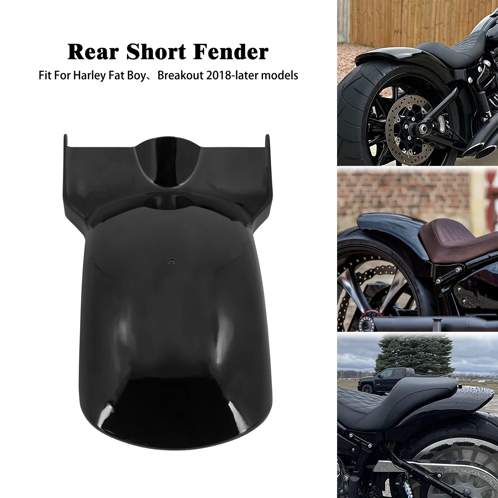 Motorcycle Gloss Black Rear Short Fender Mudguard Cover For Harley Softail Fat Boy Breakout FXDR 2018 2019 2020 2021 2022 2023