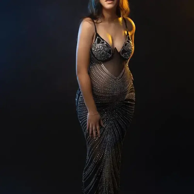 

Maternity Dress Sexy Elegant Perspective Gown Photography Lace Split Dress for Photoshoot Dress Baby Shower Pregnancy Dress