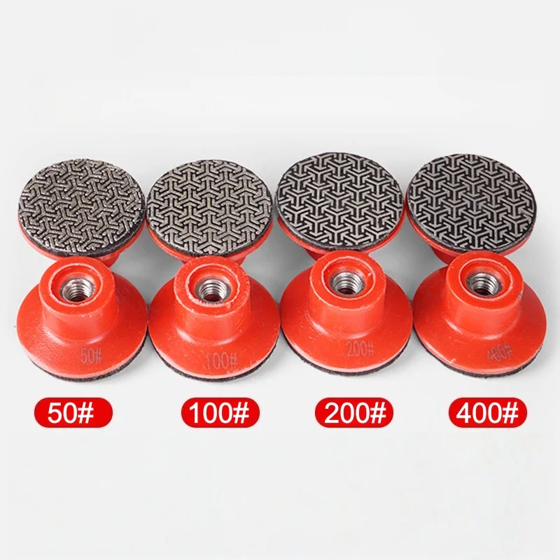 4 Stück 2 Zoll 50mm Galvanisierte Diamant-Polierpads mit M10/M14 Gewinde, Schleif- und Polierscheiben für Fliesen, Glas, Beton, Metall – Detail 3