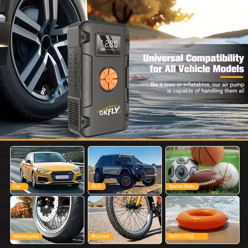 GKFLY 12V Startgerät 4000A Auto Starthilfe mit Luftkompressor Auto Batterieladegerät Booster für Benzin Diesel Autos – Detail 5
