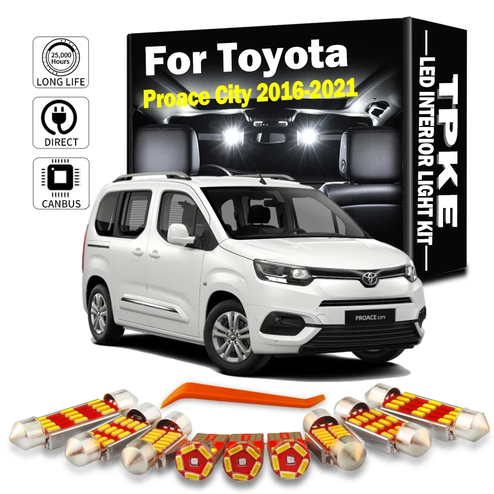 

TPKE 15Pcs LED Interior Map Dome Light Kit For Toyota Proace City 2016 2017 2018 2019 2020 2021 Car Led Lamps Canbus No Error