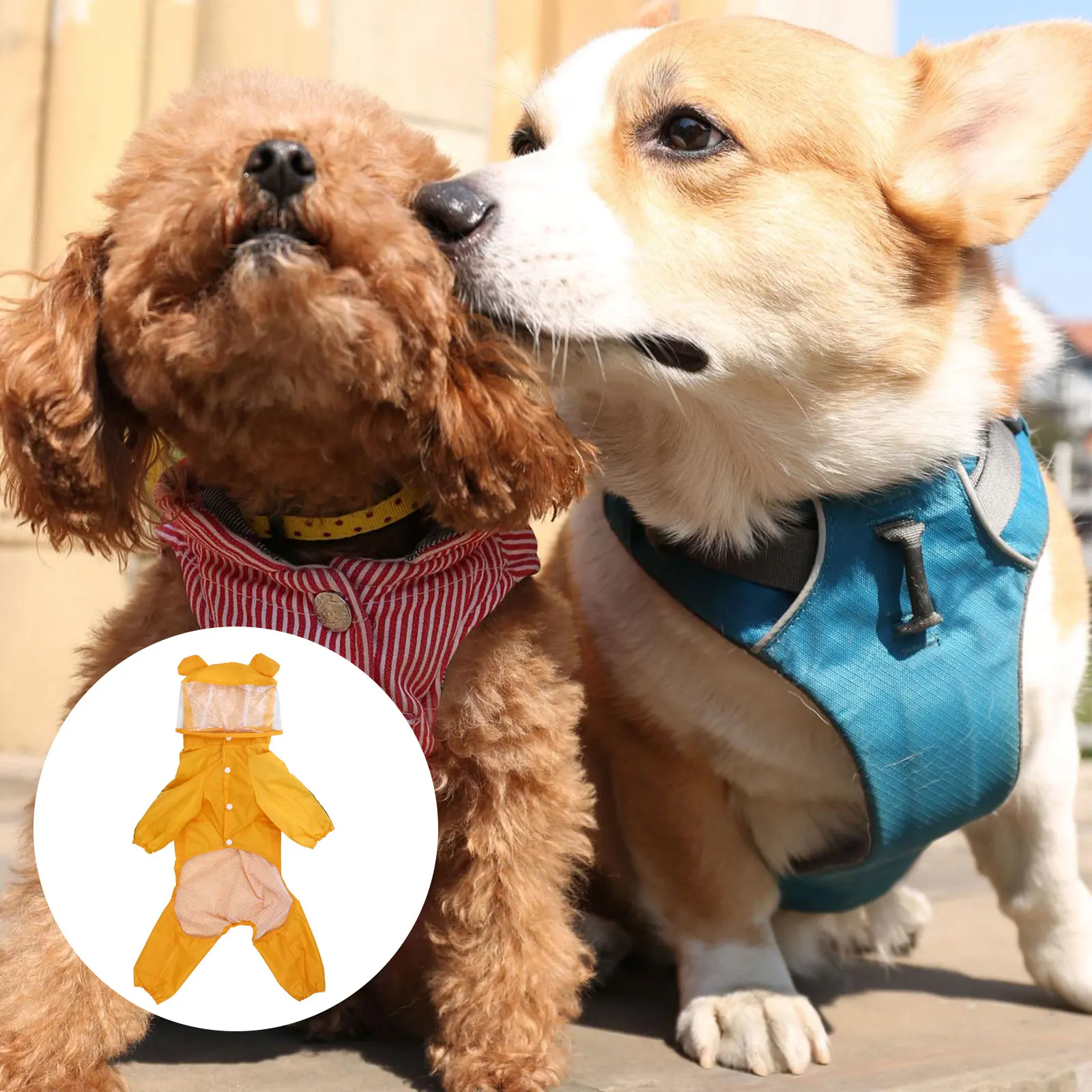

Pet Raincoat Fashion Pet Raincoat Dog Hooded Jacket Slicker Poncho Waterproof Outdoor Durable Lightweight Adjustable