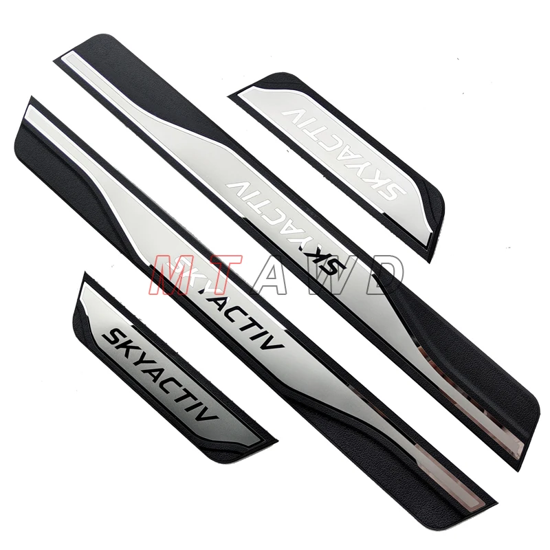 For 2018 2017 2016 2015 2014 Mazda 3 6 CX-5 Accessory Stainless Car Door Sill Kick Scuff Plate Protectors Trim Cover Pedal Guard