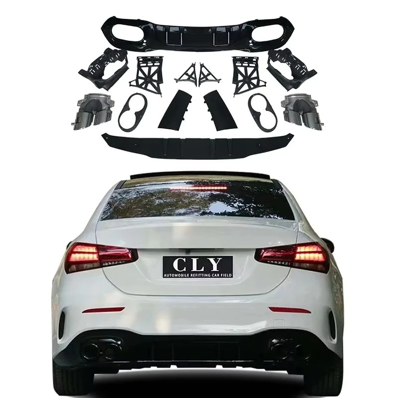 

Genuine Diffuser With Exhaust Pipe for A Class W177 Modified A45 Style Rear Lip With Tips