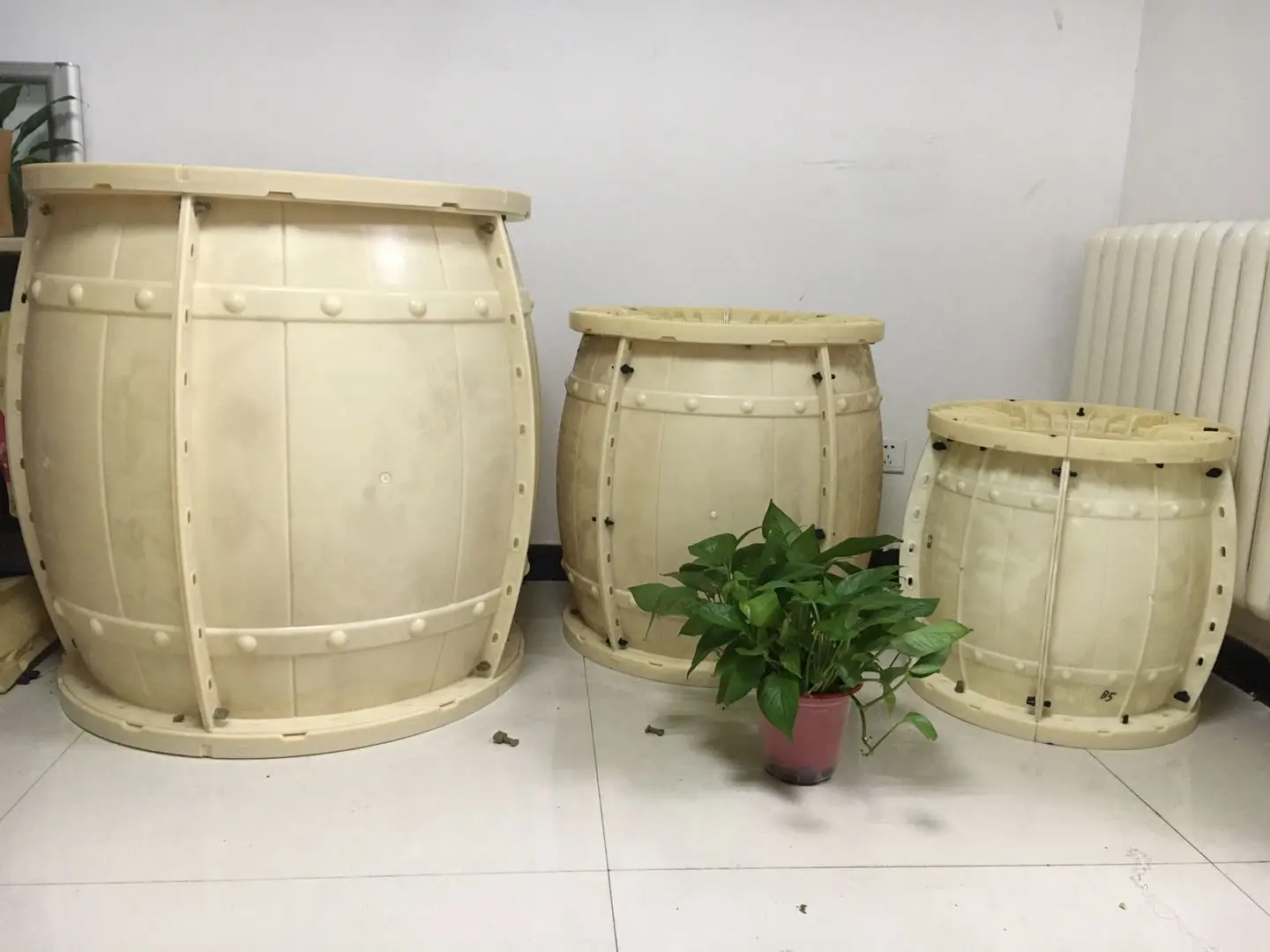 Wood Xexture Concrete Pot plastic Garden Mold for sale Model Large