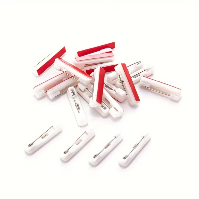 200pcs 22/31/37Mm Length Safety Brooch Pin Bar Blank Base & Adhesive Backing for Jewelry Making Name Tag Badges Replace Addition