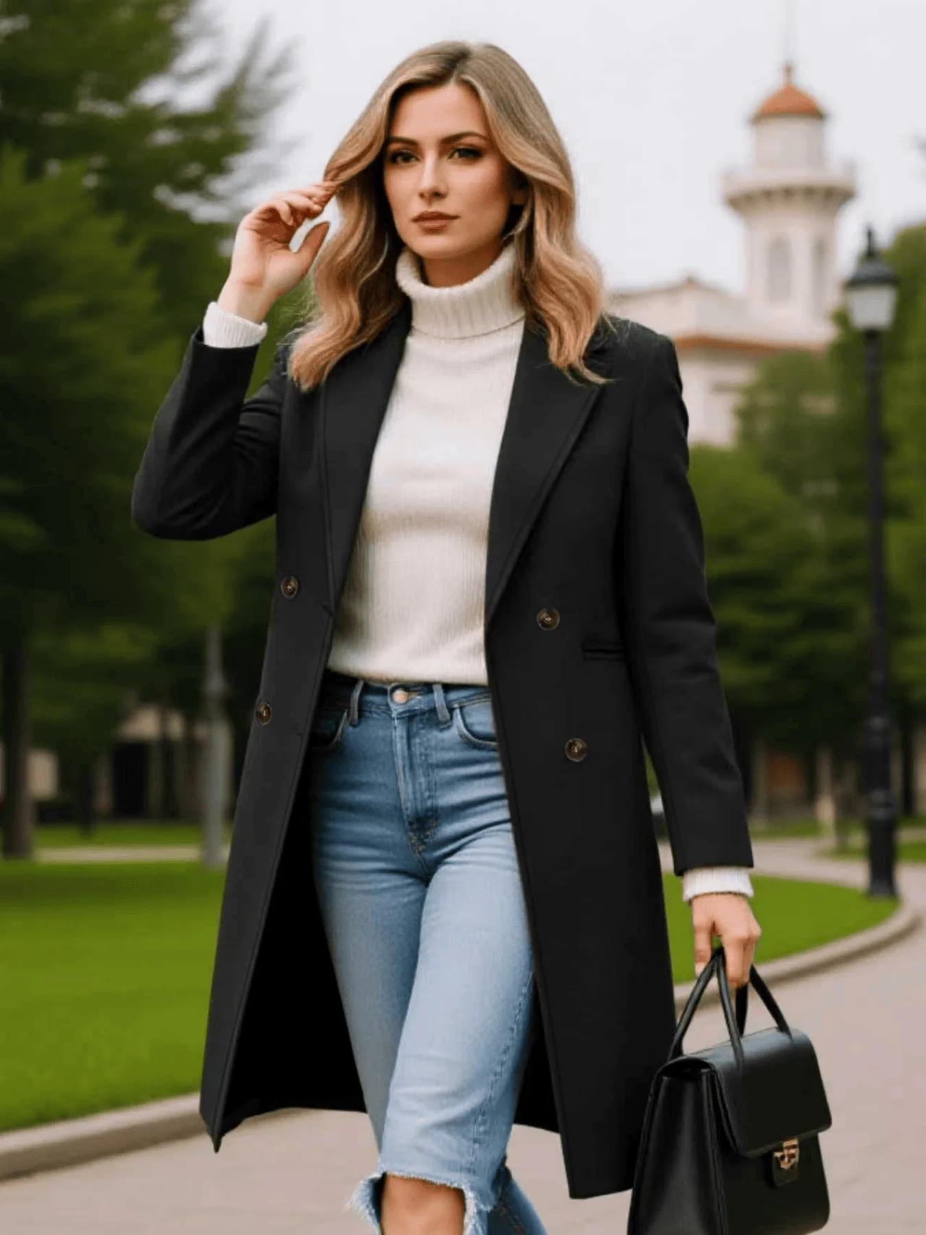 

Women's Wool Coat Autumn Winter Fashion Plus Size Outerwear Multi-Color Optional Double-Breasted Warm Jacket Wool Coat