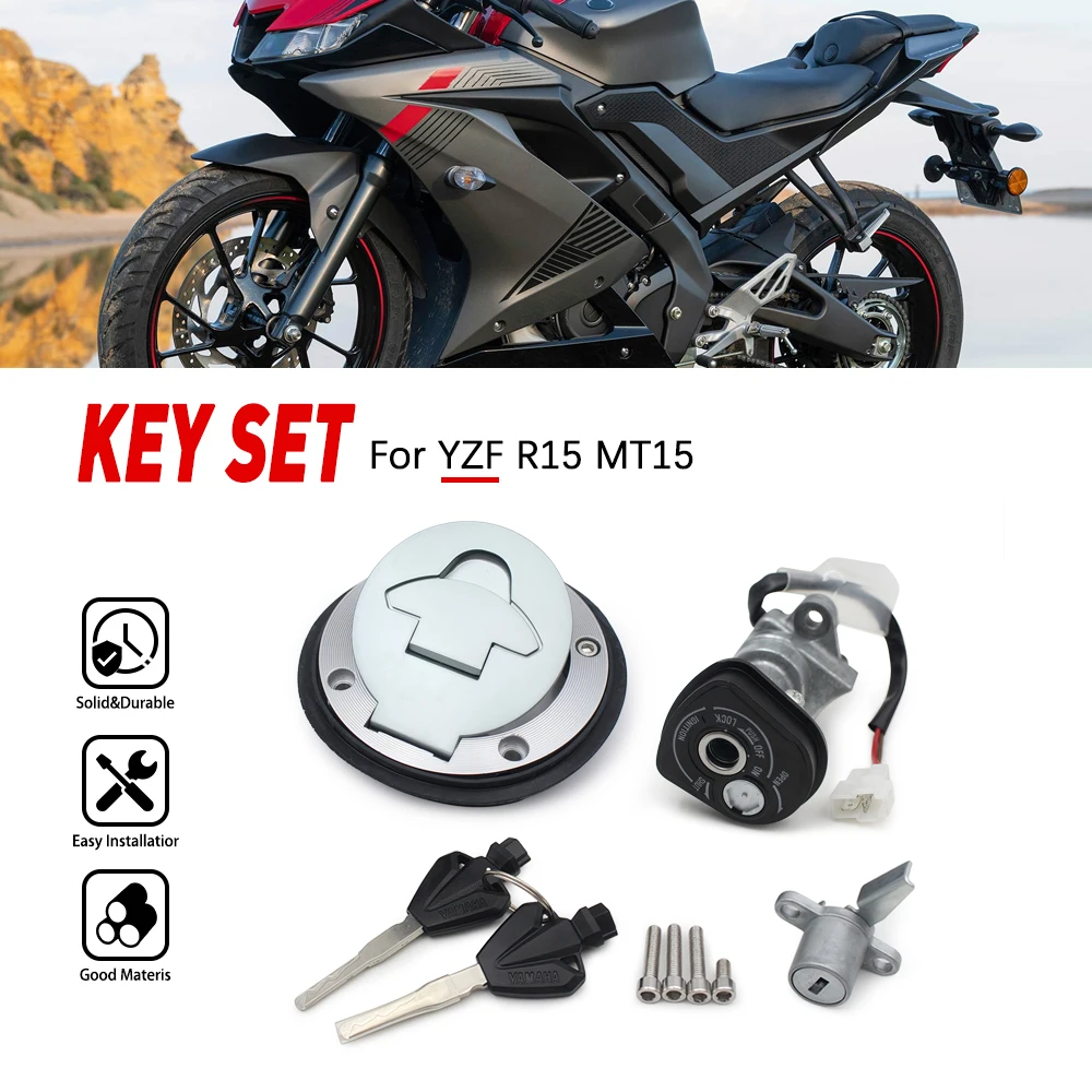 

Fuel Gas Cap Ignition Switch Seat Lock with Key Kit For YAMAHA R15 MT15 RY-0117