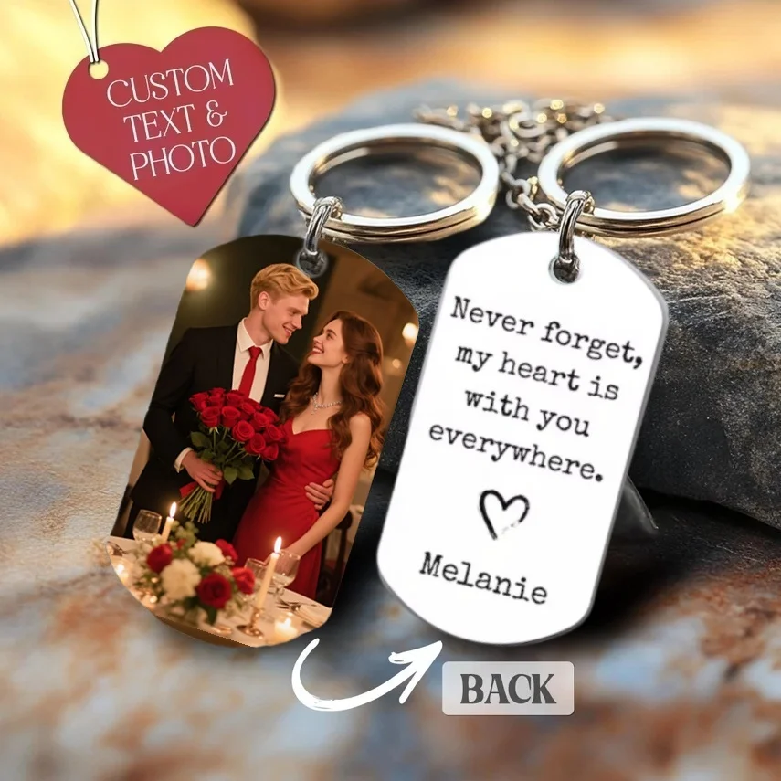 

Jeshayuan Personalized Picture Text Keychain Engraving Stainless Steel Dog Tag Pendant Photo Keyring for Women Customized Gifts