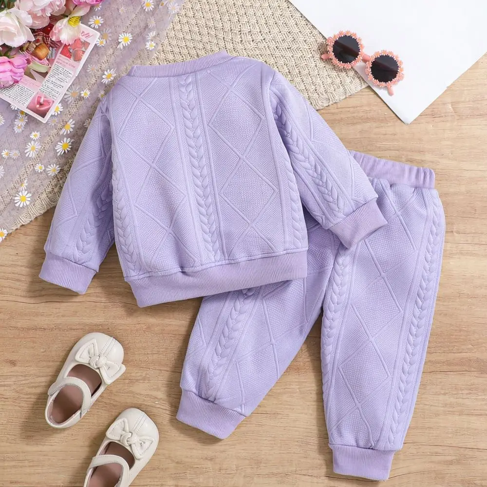 2025 New Kids Clothing Set Autumn Winter Toddler Girl Floral Sweatshirt Pants Casual Sporty Outfits Soft Apparel