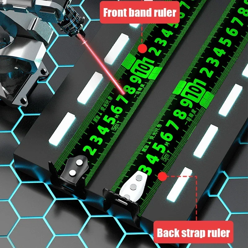 형광 강철 줄자, 자가 잠금, 넓은 계량기 눈금자, 고정밀 레이저 잉크젯 코드 박스, 눈금자 측정 도구, 3-10m