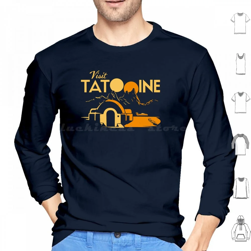 Visit Tatooine Hoodies Long Sleeve Demogorgon Vintage Hawkins The Upside Down Scifi Retro Tatooine The Baby Sandworm