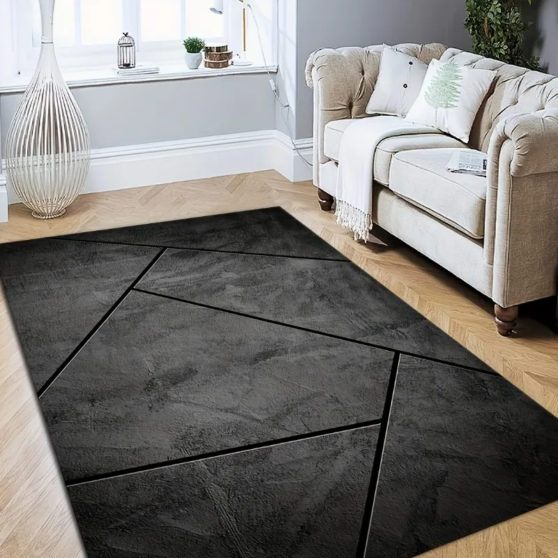Grey Black Irregular Geometric Doormat Marble Fragment Texture Print Indoor Floor Rug Modern Large Area Carpet for Decoration