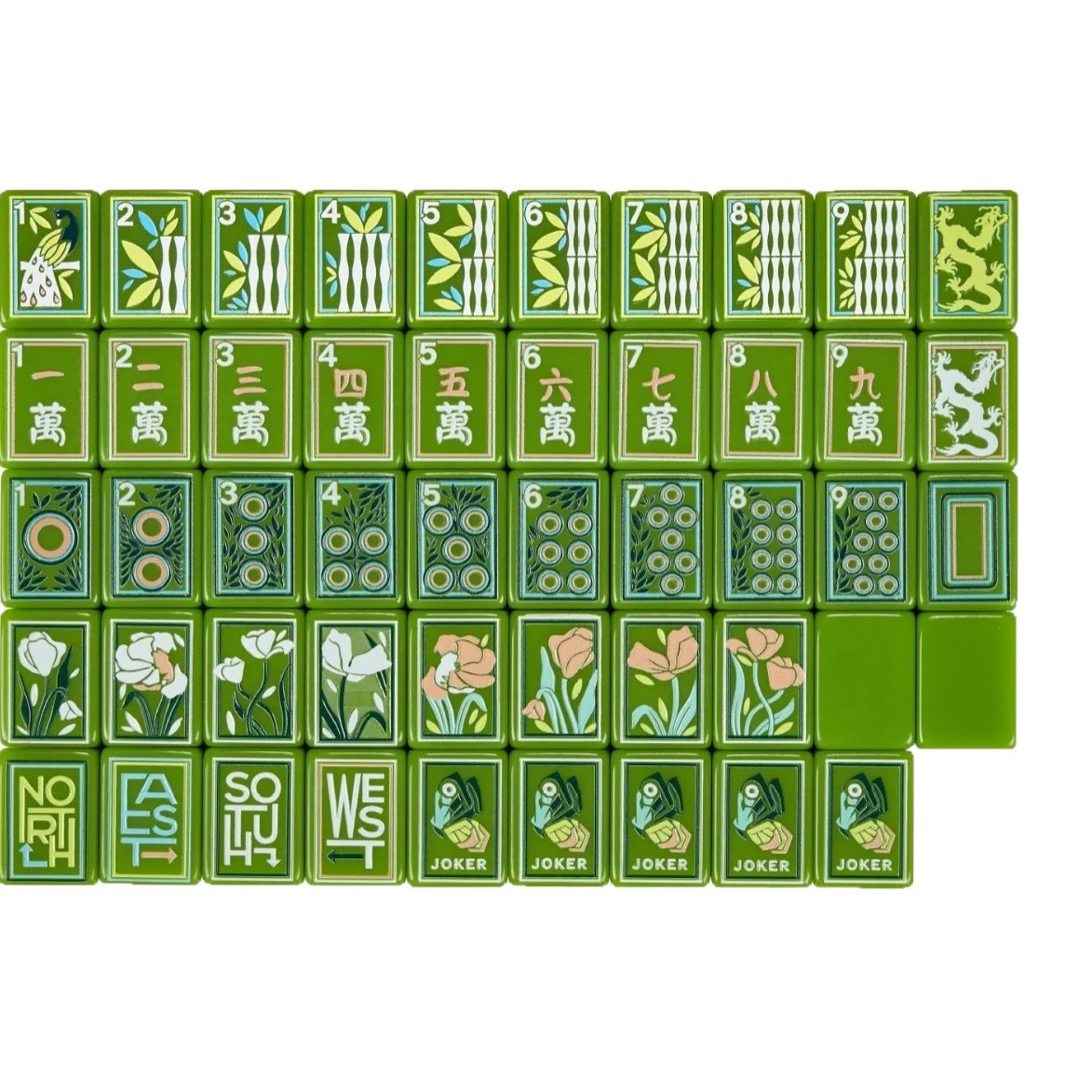 Colorful Acrylic Jade Green 1-Layer Acrylic American Mahjong Tiles Custom Engraved 160 Tiles Set MOQ 1 Set