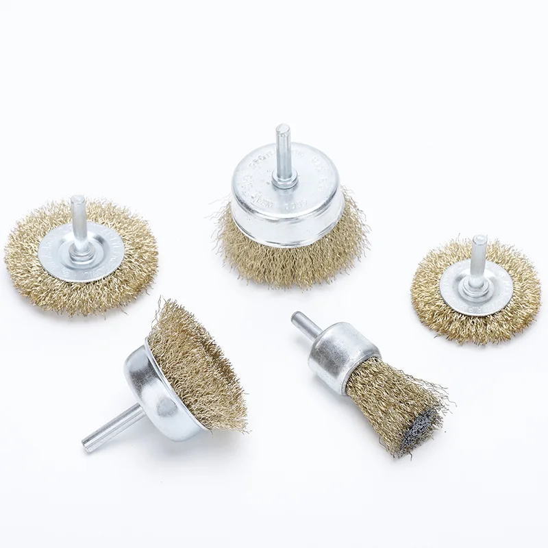 New 50mm/65mm Steel Wire Brush Brass Plated Wheels Brushes Drill Rotary Tools Metal Rust Removal Polishing Brush