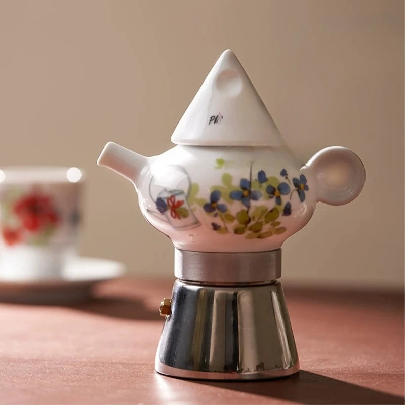 Household single valve ceramic, coffee pot 304 brewed coffee, hand brewed Italian outdoor