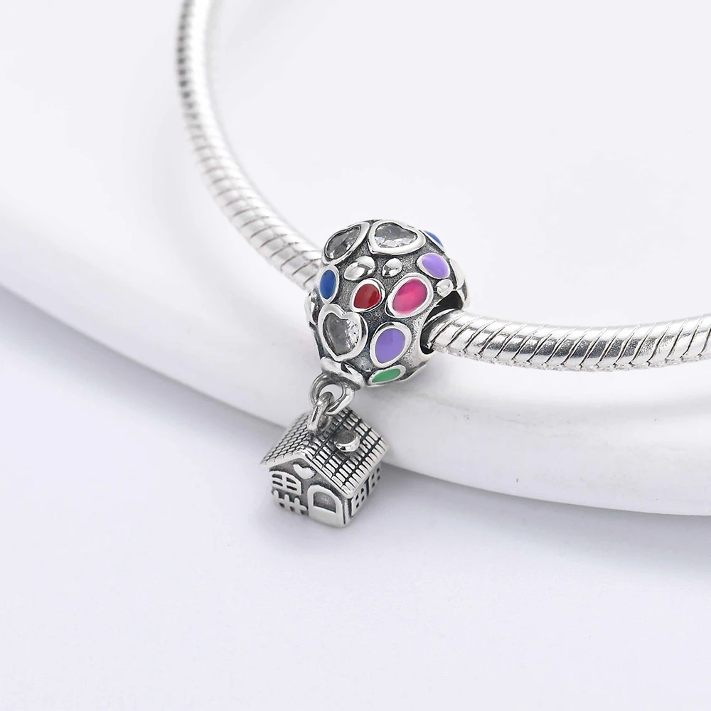 925 Sterling Silver Galaxy Travel Charms Compass Rainbow Moon Star Astronaut Rocket Cat Safety Chain Gift Original Accessories view 4
