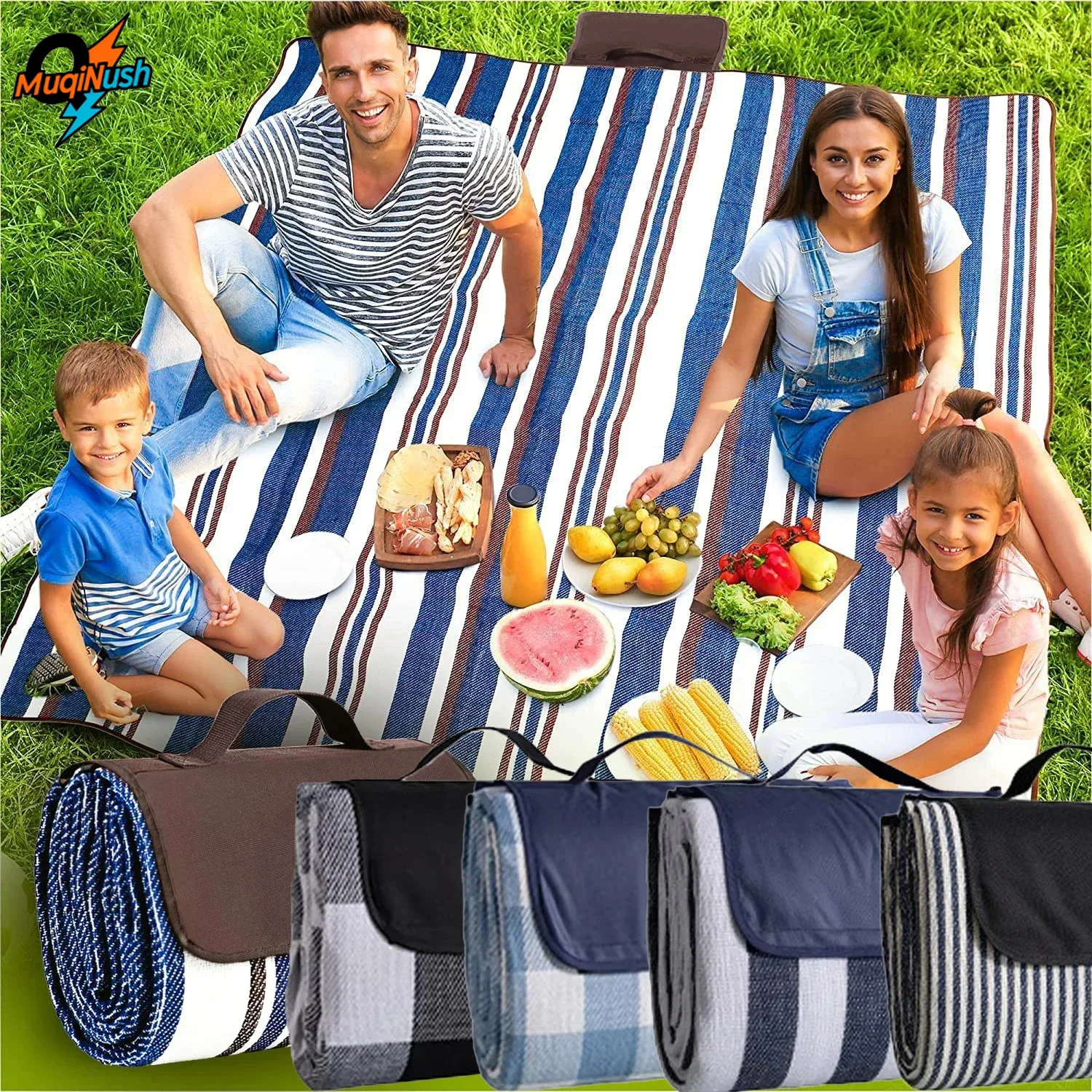 

MuqiNush 1Pc Extra Large Waterproof Sandproof Foldable Outdoor Beach Picnic Blanket for Spring Summer Camping, Beach, Park