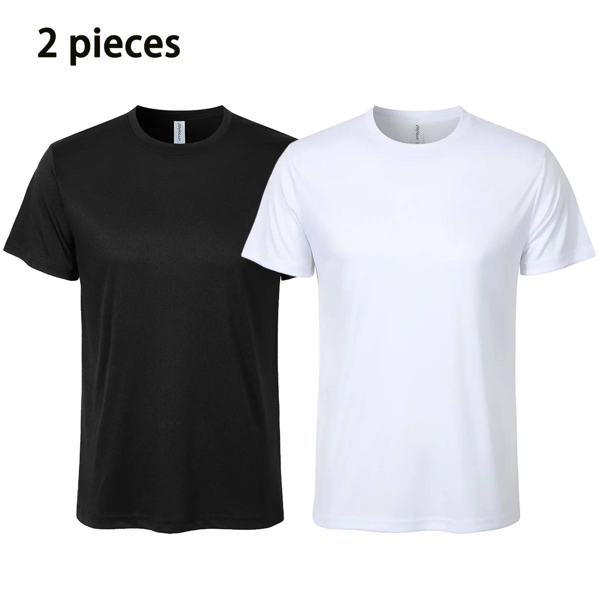 Men's Solid Color Round Neck T-shirt Summer Short Sleeved Top Quick Drying Sports Fitness Black White Color Optional