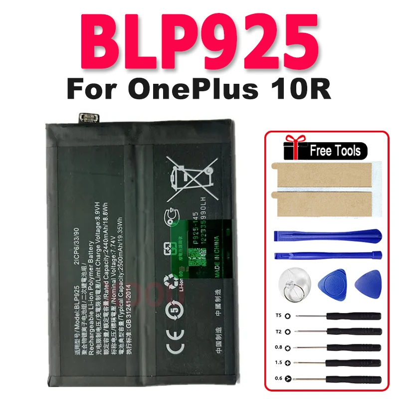 

New BLP925 Battery 5000mAh BLP925 Battery For OnePlus 10R Mobile Phone Batteries +Tools