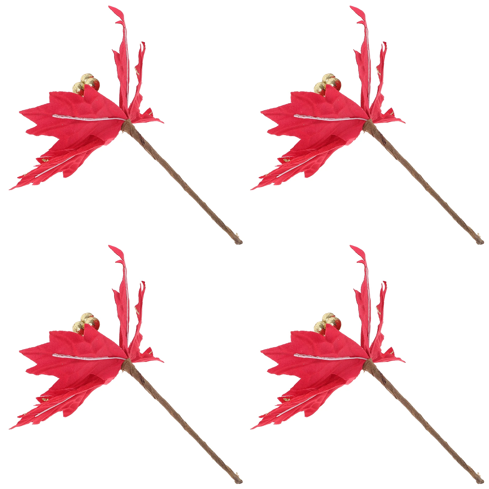 

4 Pcs Christmas Flower Decorations DIY Fake Flowers Artificial Faux for Wreath Indoor Arrangement Centerpieces