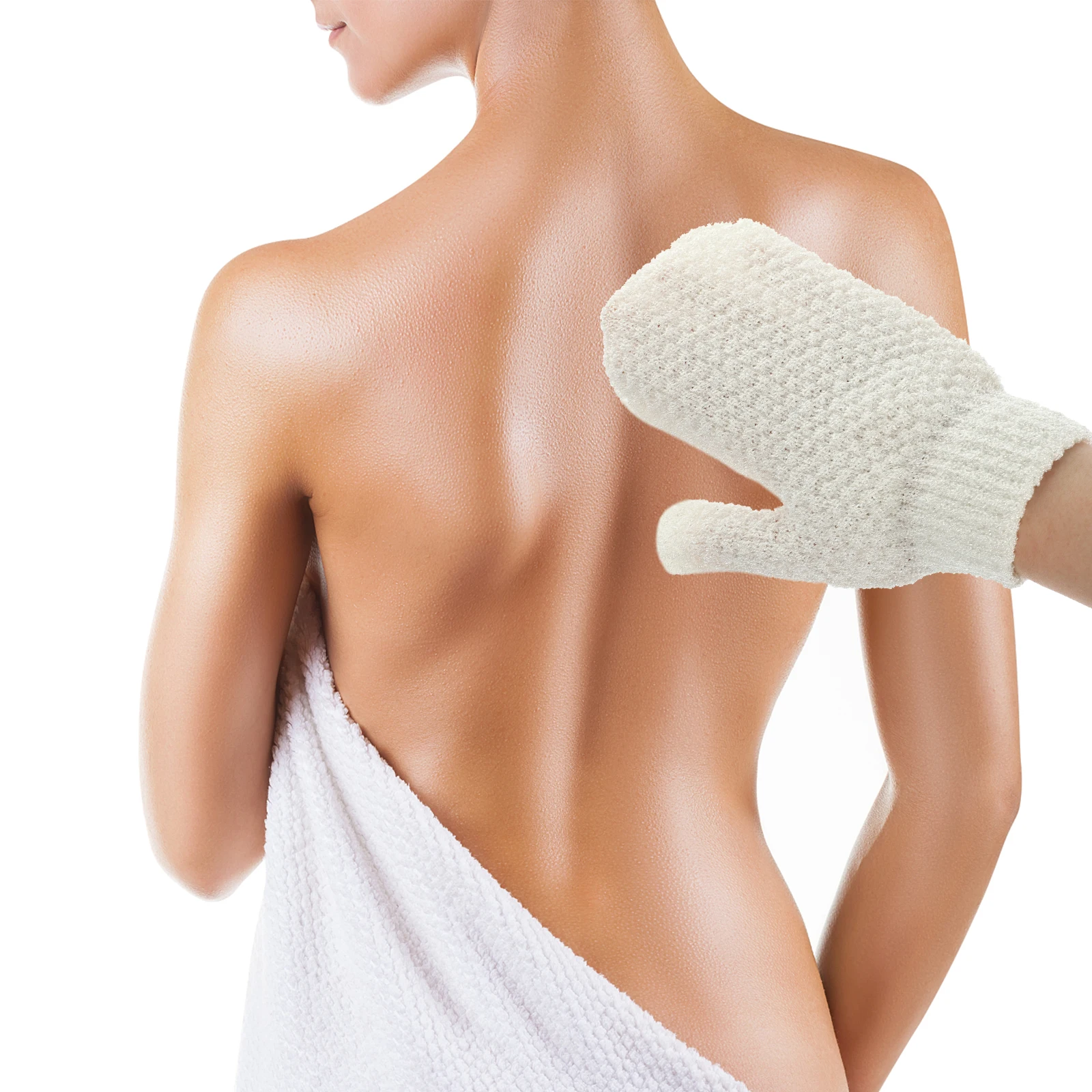 2pcs Frosted Toweling Cloth Shower Mittens Skin Cleaning Bath Gloves Exfoliating Body Scrubber Reusable Bathing Mitt For Arms