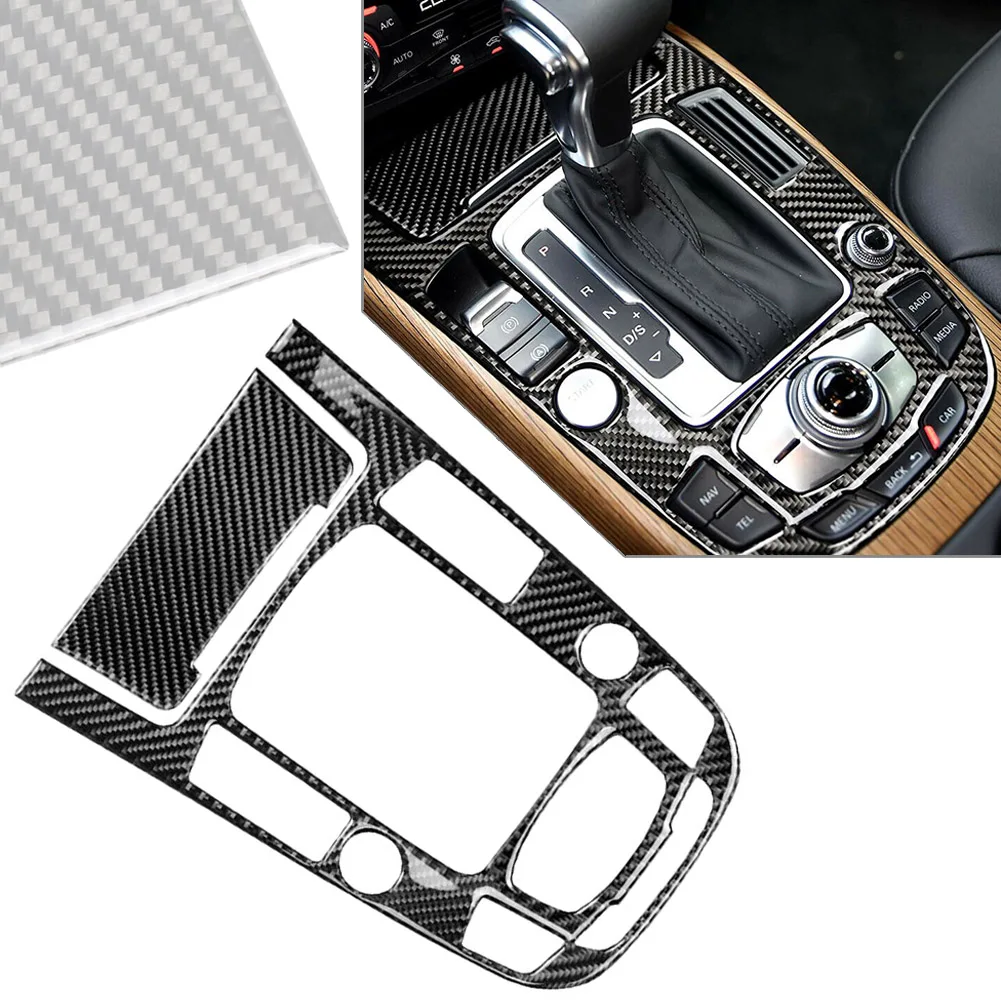 2Pcs Carbon Fiber Car Gear Shift Box Panel Cover Trim For Audi A4 A5 2013-2016 For Q5 2013-2018