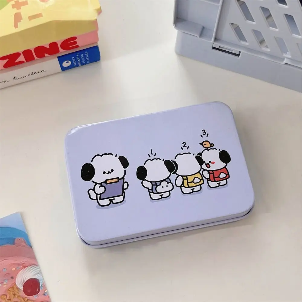 New Cartoon Tinplate Box Puppy Pattern Metal Candy Pill Tin Cases Rectangular Mini Storage Box Jewelry