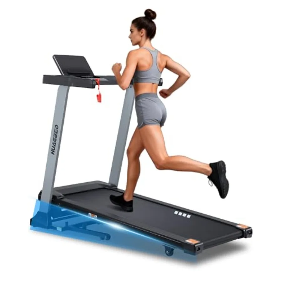 

Домашняя беговая дорожка с 15-уровневым автоматическим изменением угла наклона, широким полотном 17,32 дюйма, мощностью 3,0 л.с., скоростью 0,610 миль/ч, нагрузкой до 300 фунтов, складная, 40 предустановленных программ