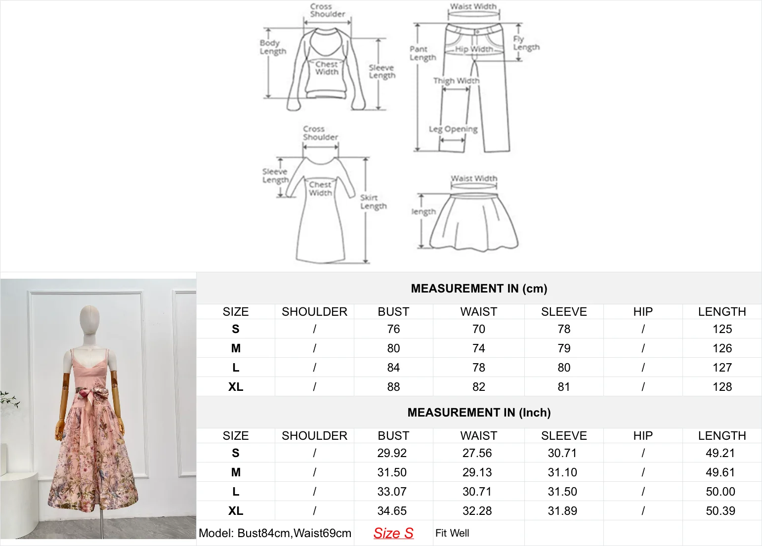 Vestido midi sin espalda sin mangas con estampado de pájaros florales rosas 2025 Nuevo diseño