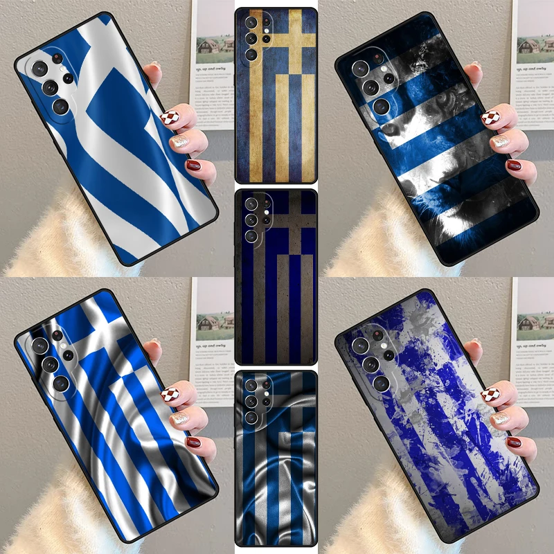 Greek flag Crete Greece Phone Case For Samsung Galaxy S23 S21 S20 FE S24 S22 Ultra Note20 S10 S9 S8 Plus Silicone Cover