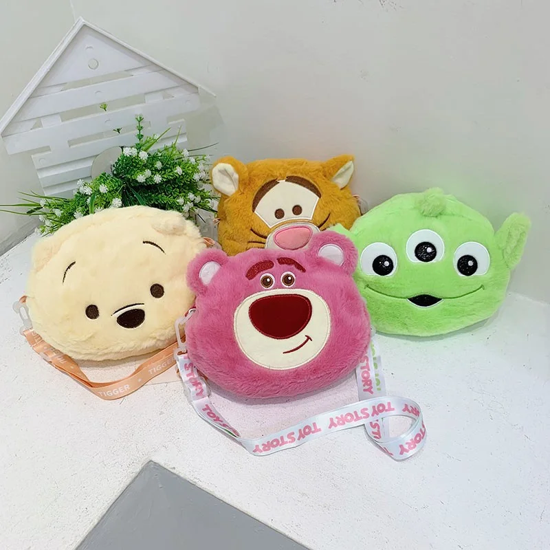 Disney Tigger Winnie The Pooh Plush Crossbody Bag Cartoon Women Plush Coin Purse Strawberry Bear Shoulder Bag Girls Handbags