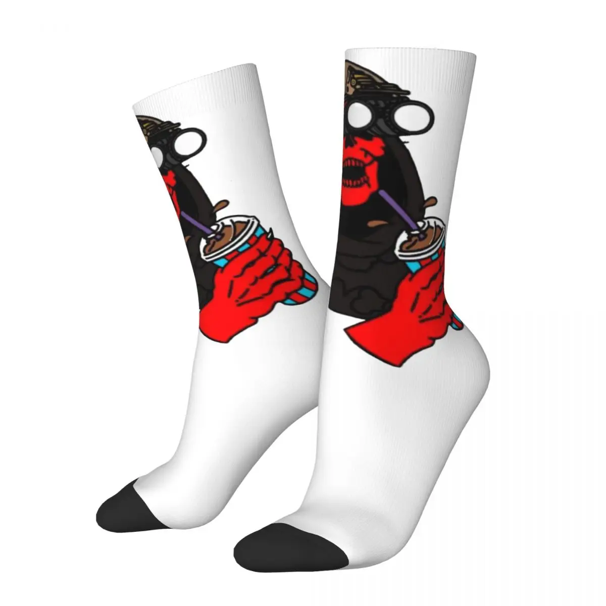 Happy Funny Men's compression Socks Skull Drink Retro Harajuku Forward Observations Group Hip Hop Novelty Crew Crazy Sock Gift