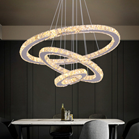 Crystal Ceiling Chandelier 3 Rings Hanging Chandelier In The Living Room Home Decoration Luxury Kitchen Light Led Lighting