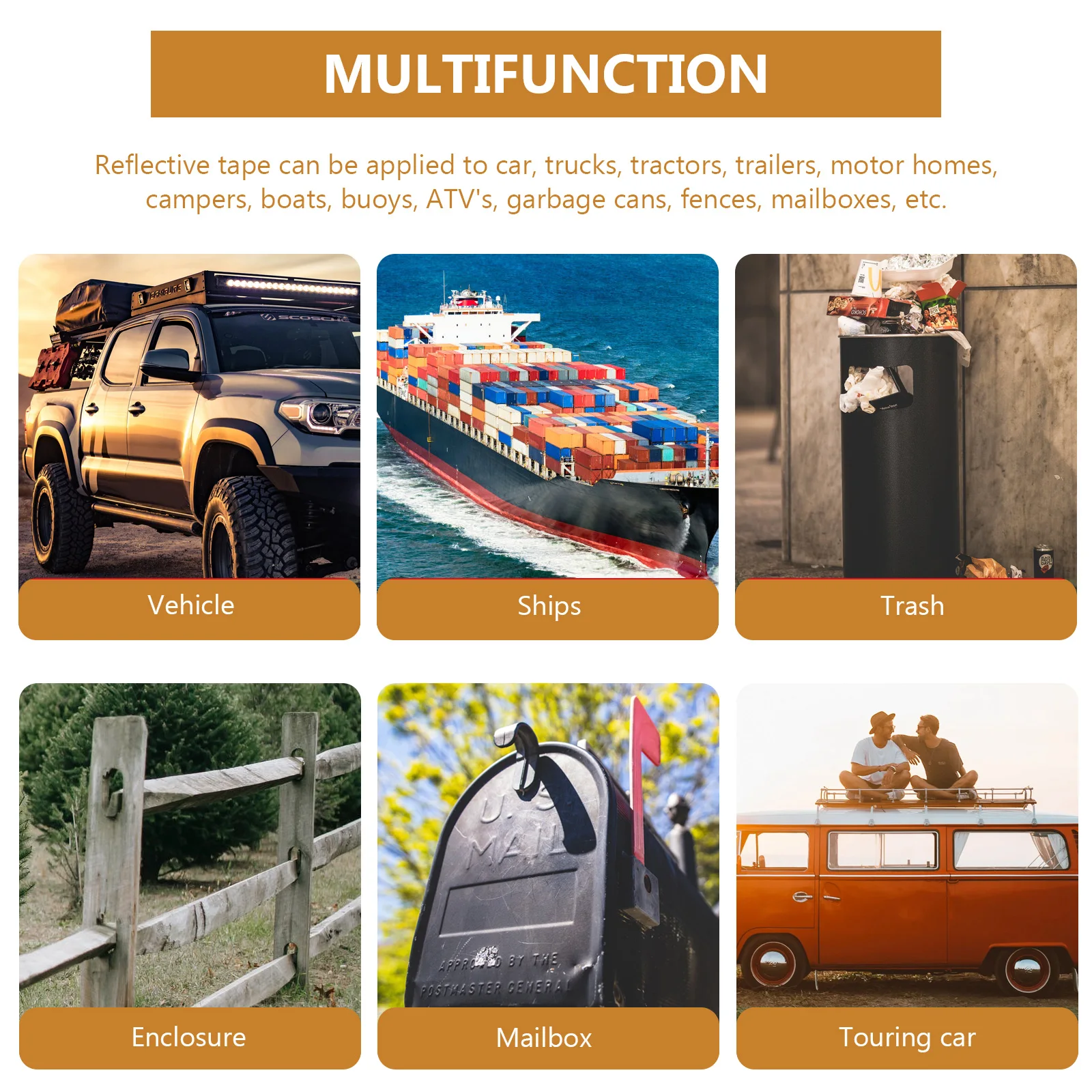 Reflective Stickers Reflection Tape for Car Stripe Trailer Adhesive PET、PVC Warning Reflector Safety